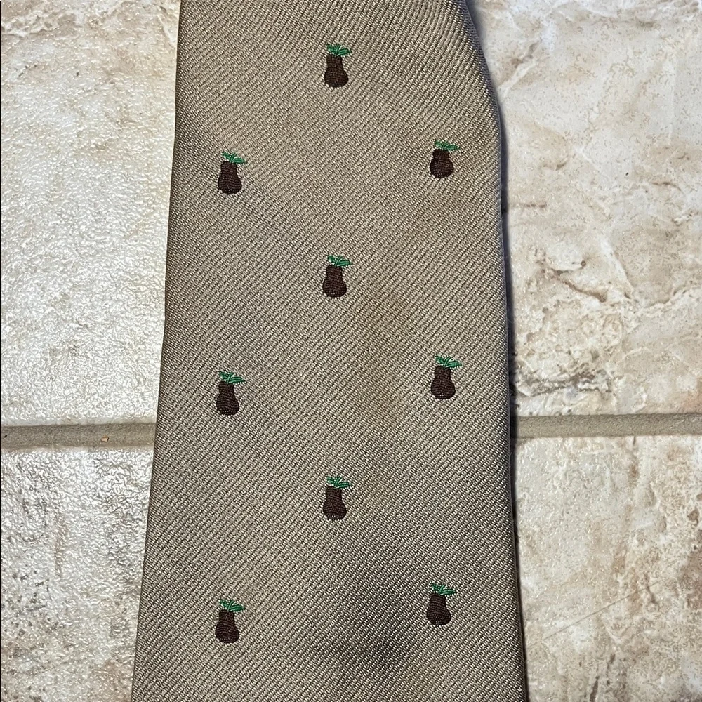 Earth Tones Vintage Men's Tie Bundle- Butter Yellow Pear Print & Charcoal Black